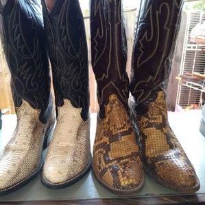 Two pr snake skin boots